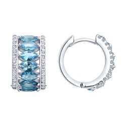 Серьги Конго из серебра с камнями Фианит, Ситал London (синт.)