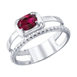 Inel din argint  cu pietre Cubic Zirconia Incolor, Rubin