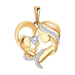 Pandantiv din aur roșu cu Cubic Zirconia Incolor