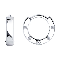 Cercei Creole din argint  cu pietre Cubic Zirconia Incolor