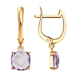 Cercei Suspendați din aur roșu cu pietre Ametist