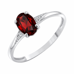 Inel din aur alb cu Cubic Zirconia Incolor, Granat