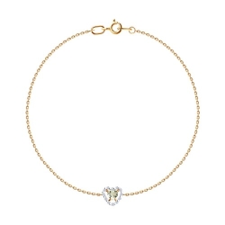 Brățară Love din aur roșu cu pietre Cubic Zirconia Incolor, Cuarț lemon