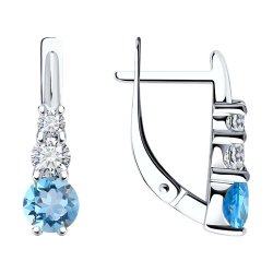 Cercei din argint  cu pietre Cubic Zirconia Incolor, Topaz Swiss