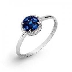 Inel din aur alb cu pietre Diamant, Safir