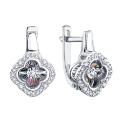 Cercei din aur alb cu pietre Diamant