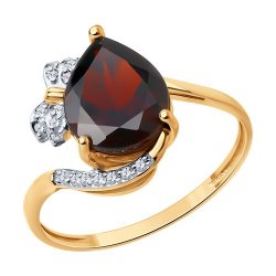 Inel din aur roșu cu pietre Diamant, Granat