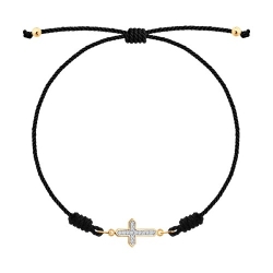 Brățară Cruce din aur roșu cu pietre Diamant, Textil