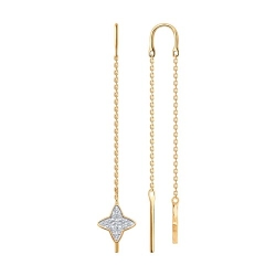 Cercei Lanț din aur roșu cu pietre Cubic Zirconia Incolor