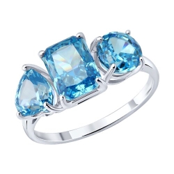 Inel din argint  cu pietre Cubic Zirconia Albastru