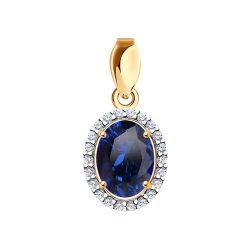 Pandantiv din aur roșu cu pietre Cubic Zirconia Incolor, Corindon