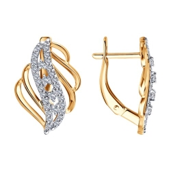 Cercei din aur roșu cu pietre Cubic Zirconia Incolor