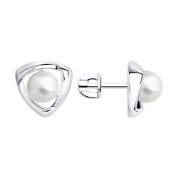 Cercei Pusete din argint  cu pietre Perla Imit.