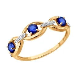 Inel din aur roșu cu Diamant, Safir