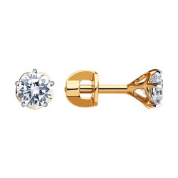Cercei Pusete din aur roșu cu pietre Cubic Zirconia Incolor