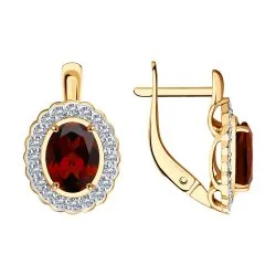 Cercei din aur roșu cu Cubic Zirconia Incolor, Granat