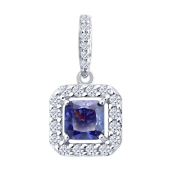 Pandantiv din argint  cu pietre Cubic Zirconia Incolor, Cubic Zirconia Liliachiu