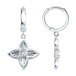 Серьги Конго из серебра с камнями Фианит