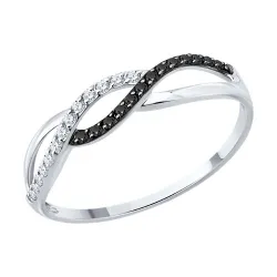 Inel din aur alb cu Cubic Zirconia Incolor, Cubic Zirconia Negru