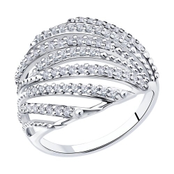 Кольцо из серебра с камнями Фианит