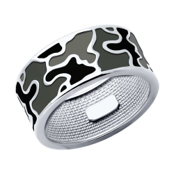 Кольцо из серебра с камнями Эмаль