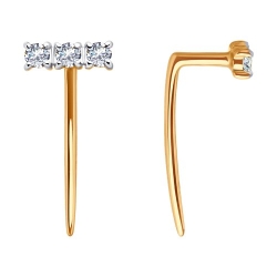 Cercei din aur roșu cu pietre Cubic Zirconia Incolor