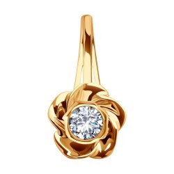 Pandantiv din aur roșu cu pietre Cubic Zirconia Incolor