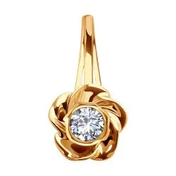 Pandantiv din aur roșu cu Cubic Zirconia Incolor