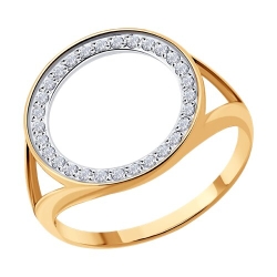 Inel din aur roșu cu pietre Cubic Zirconia Incolor