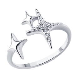 Кольцо из белого золота с камнями Бриллиант