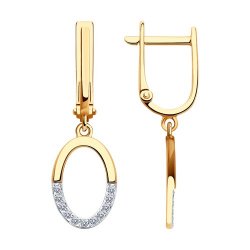 Cercei Suspendați din aur roșu cu pietre Cubic Zirconia Incolor