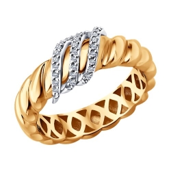 Кольцо из красного золота с камнями Бриллиант