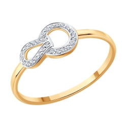 Кольцо из красного золота с камнями Бриллиант