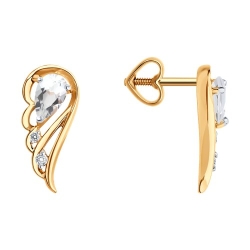 Cercei Pusete din aur roșu cu pietre Cubic Zirconia Incolor, Topaz albastru