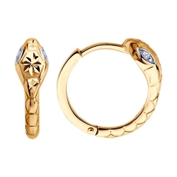Cercei Creole din aur roșu cu pietre Cubic Zirconia Incolor