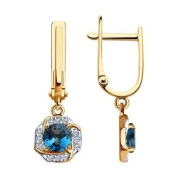 Cercei Suspendați din aur roșu cu Cubic Zirconia Incolor, Topaz London