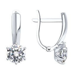 Серьги из белого золота с камнями Фианит