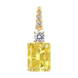 Pandantiv din aur roșu cu pietre Cubic Zirconia Incolor, Cuarț lemon