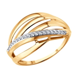 Inel din aur roșu cu pietre Cubic Zirconia Incolor