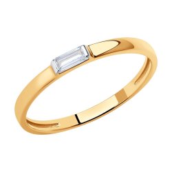Inel din aur roșu cu pietre Cubic Zirconia Incolor