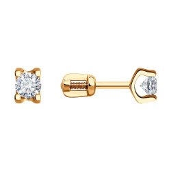 Cercei Pusete din aur roșu cu pietre Cubic Zirconia Incolor