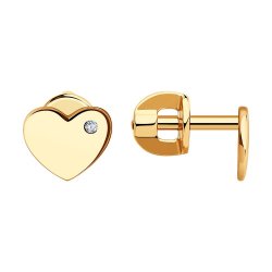 Cercei Pusete din aur roșu cu pietre Cubic Zirconia Incolor