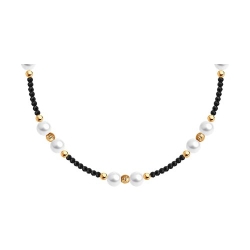 Colier din aur roșu cu pietre Perla Albă, Spinel natural