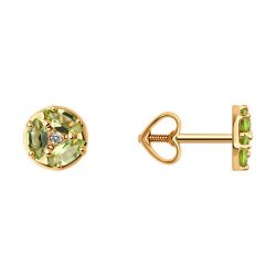 Cercei Pusete din aur roșu cu pietre Cubic Zirconia Incolor, Crisolit