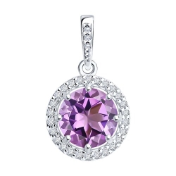 Pandantiv din argint  cu pietre Cubic Zirconia Incolor, Ametist