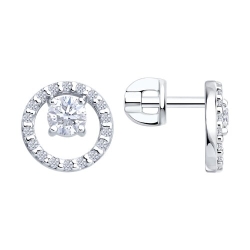 Cercei Pusete din argint  cu pietre Cubic Zirconia Incolor