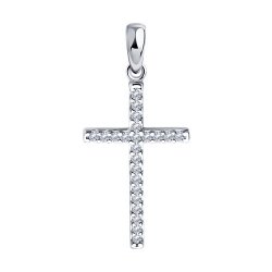 Cruce din argint  cu pietre Cubic Zirconia Incolor