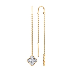 Cercei Lanț din aur roșu cu pietre Cubic Zirconia Incolor