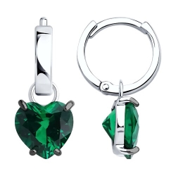 Cercei Creole din argint  cu pietre Cubic Zirconia Verde