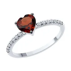 Inel din argint cu Cubic Zirconia Incolor, Granat